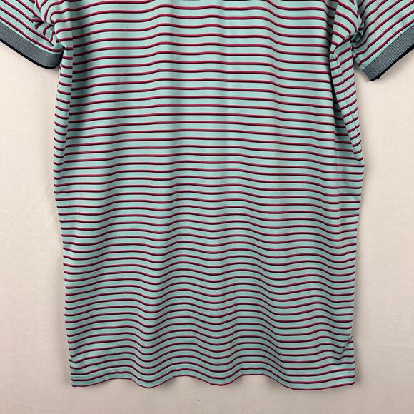Greyson Striped Polo Short Sleeve Shirt Golf Course Logo Blue Men's Size M - Picture 9 of 10